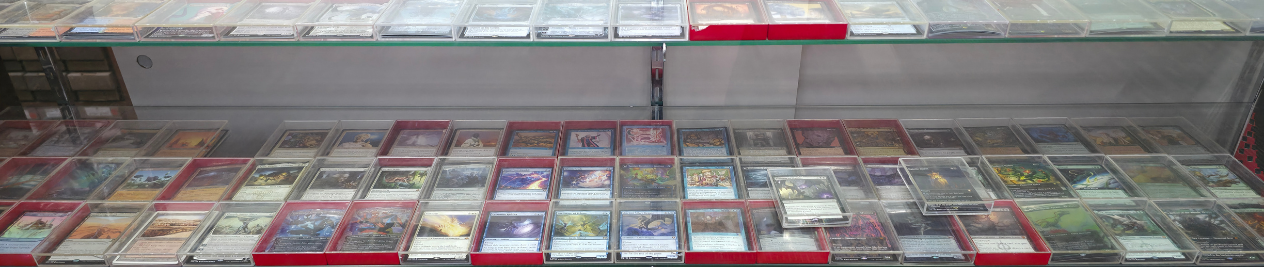 One of The POP! Shop's showcases filled with Magic singles.