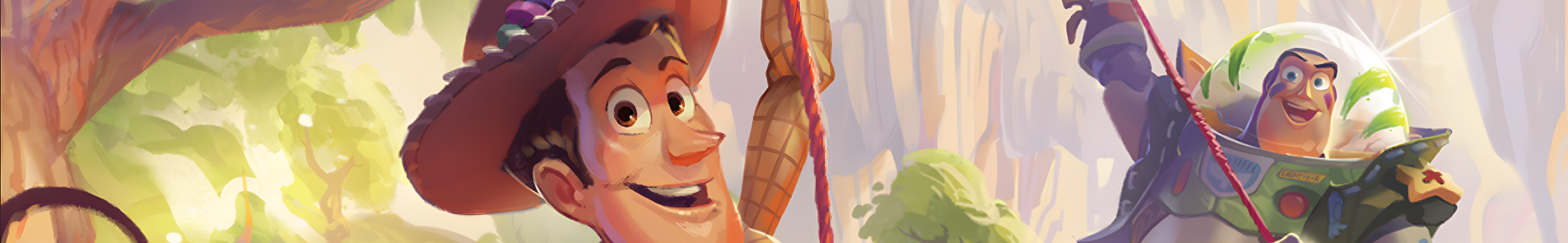 Woody and Buzz from Toy Story on an adventure together.