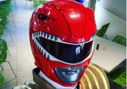 Eric in his Red Power Ranger cosplay posing dramatically.