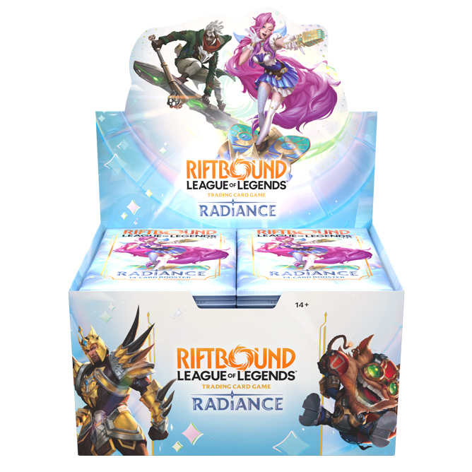 Riftbound TCG Radiance booster pack display box.