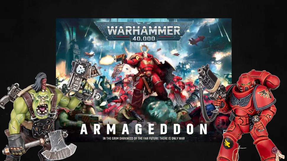 The Warhammer 40,000 11th Edition Armageddon starter kit featuring Orks versus Blood Angels Astartes (Space Marines).