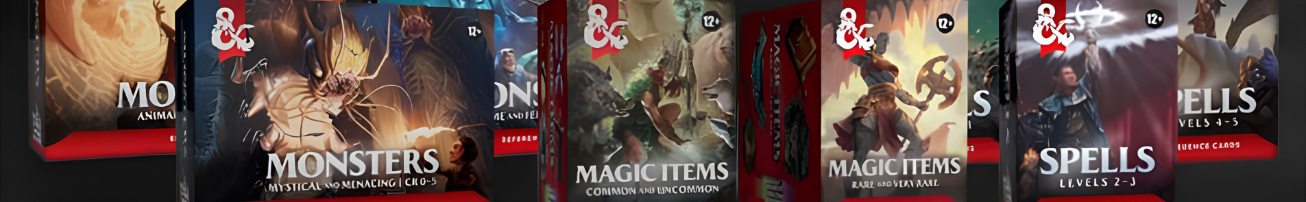 Boxes of Dungeons & Dragons spell, monster, and magic item reference cards for 5.5E rules.