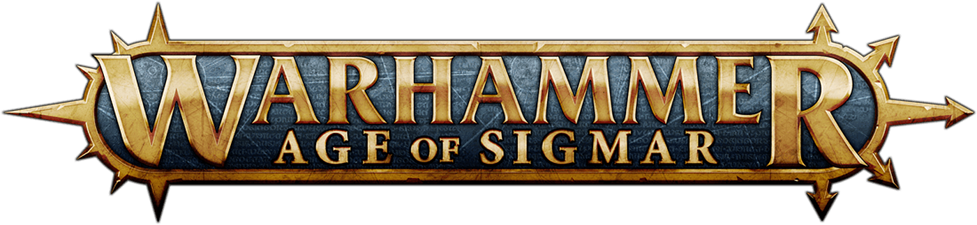 Warhammer Age of Sigmar logo — starter sets, battletomes, and unit boxes at The Pop Shop Sandusky